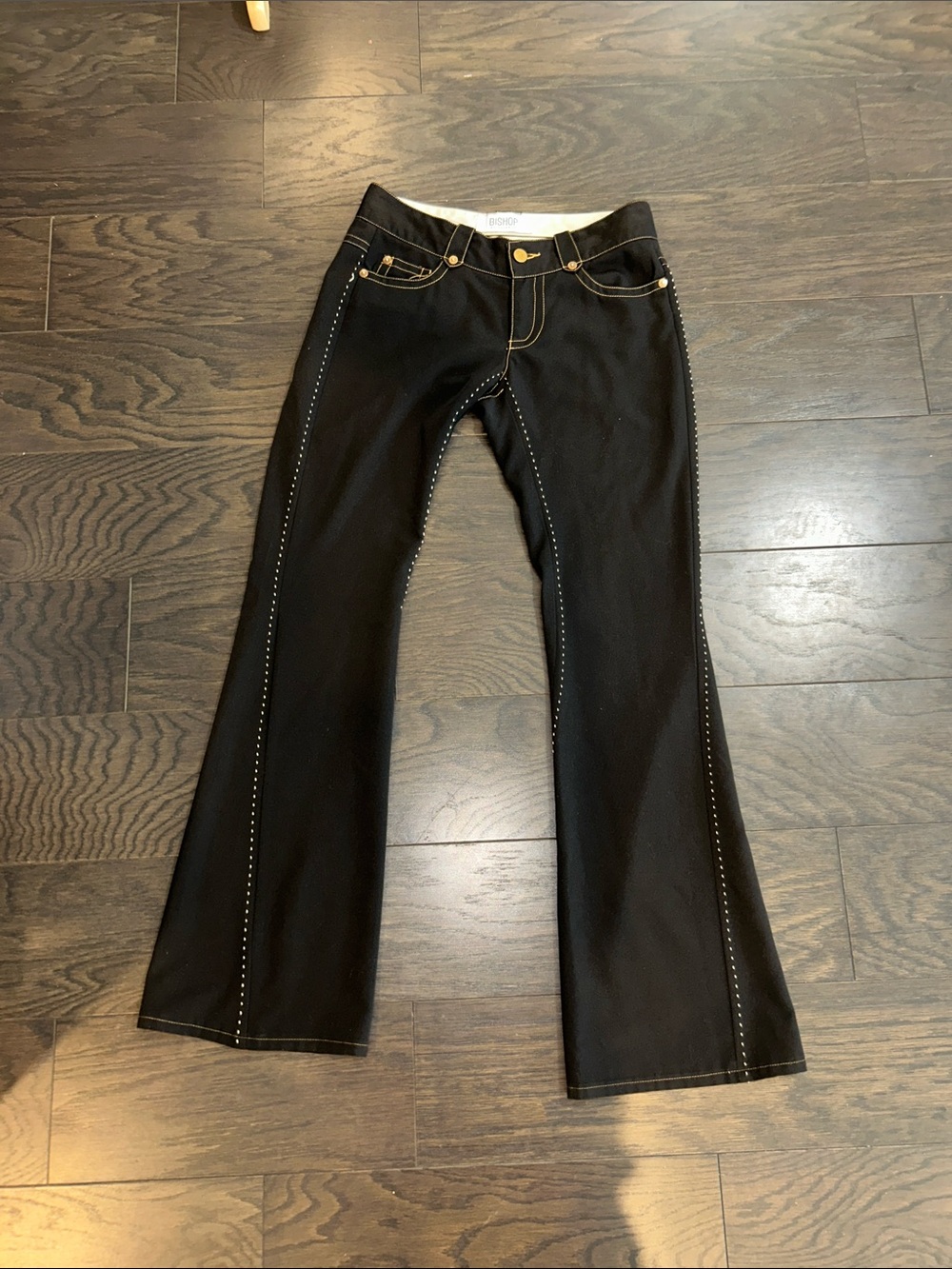 Black Bootcut Pants with Contrast Stitching